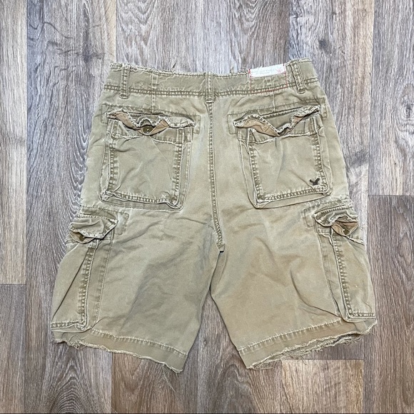 American Eagle Cargo Shorts Distressed Khaki Tan - Picture 2 of 7